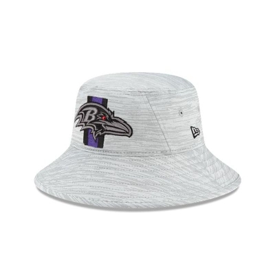 Black Baltimore Ravens Hat - New Era NFL Official NFL Training Stretch Bucket Hat USA8247659